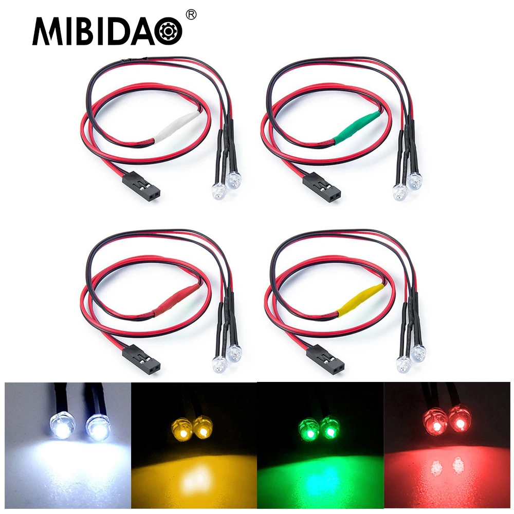 Фары головного света MIBIDAO 4,5 мм, красные, белые, желтые, зеленые, для моделей автомобилей Axial SCX10 II 90046 1/10, аксессуары для радиоуправляемых моделей автомобилей