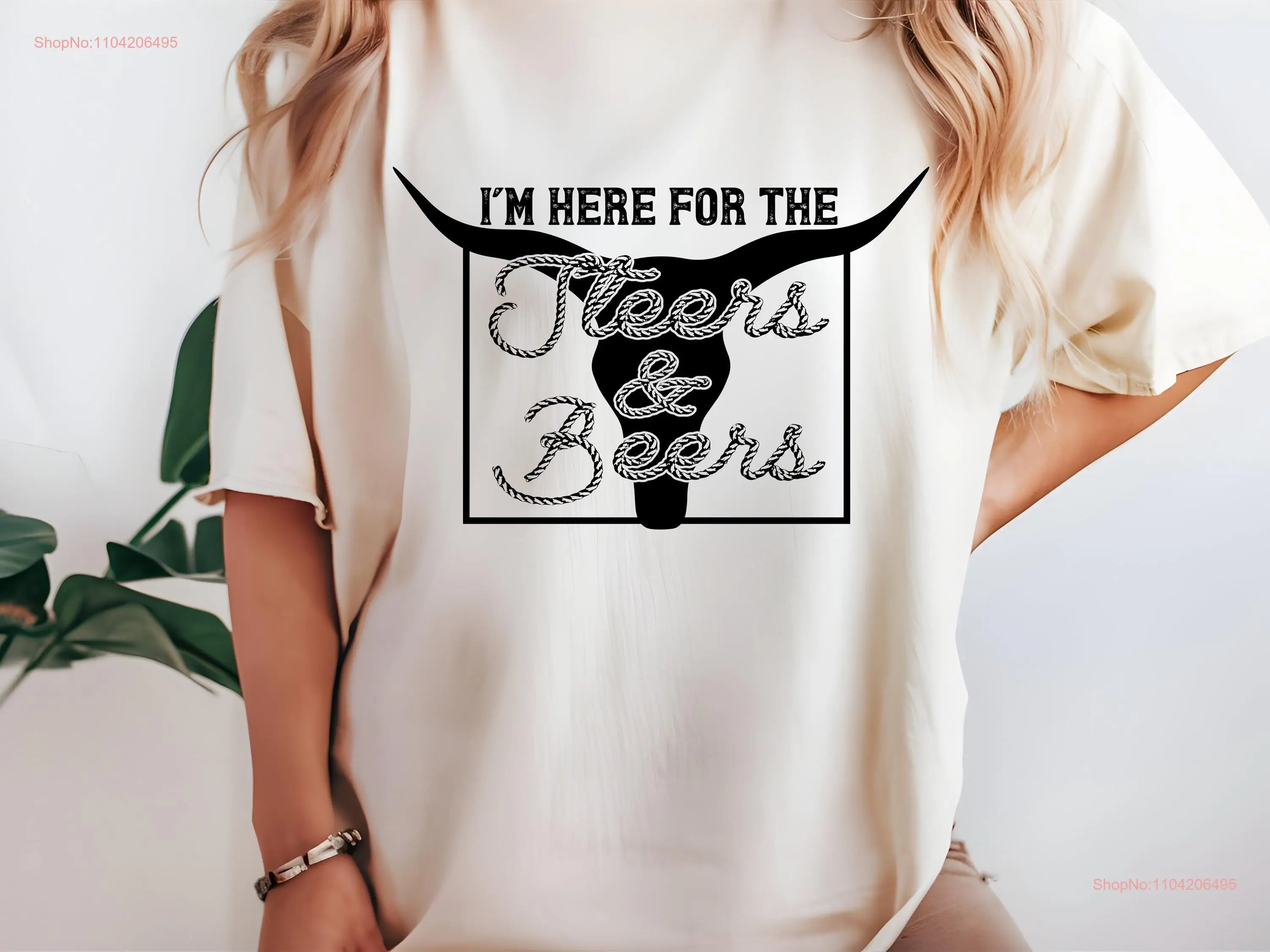 Футболка Here for the Steers Beers Western Rodeo Bull Skull в винтажном стиле с длинными или короткими рукавами