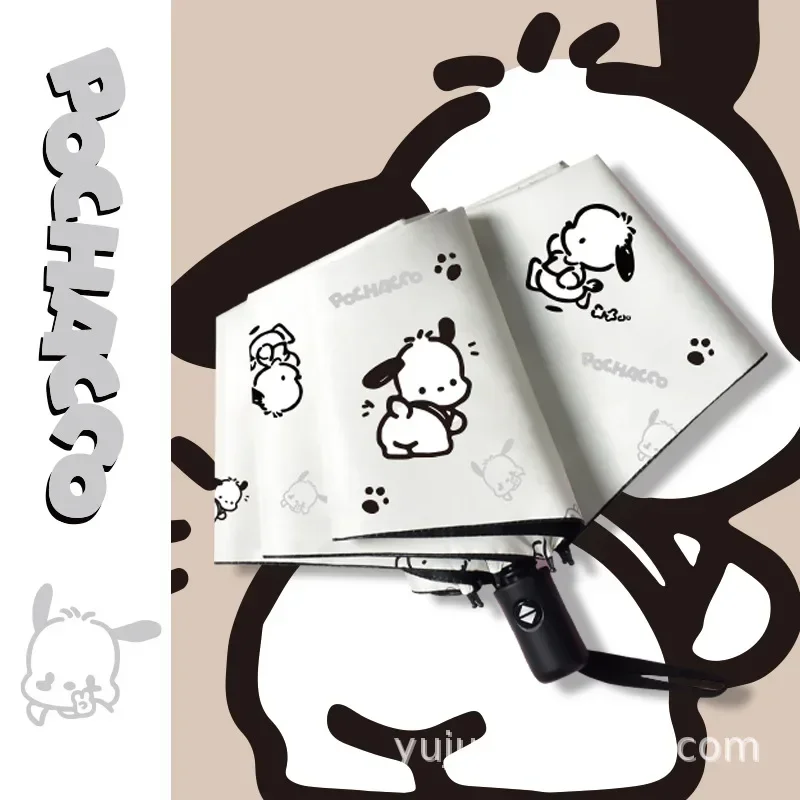 Фото Pochacco аниме Kawaii Sanrio Ins модный автоматический зонт милый мультфильм дождь защита от солнца УФ складной зонт подарки игрушки №3