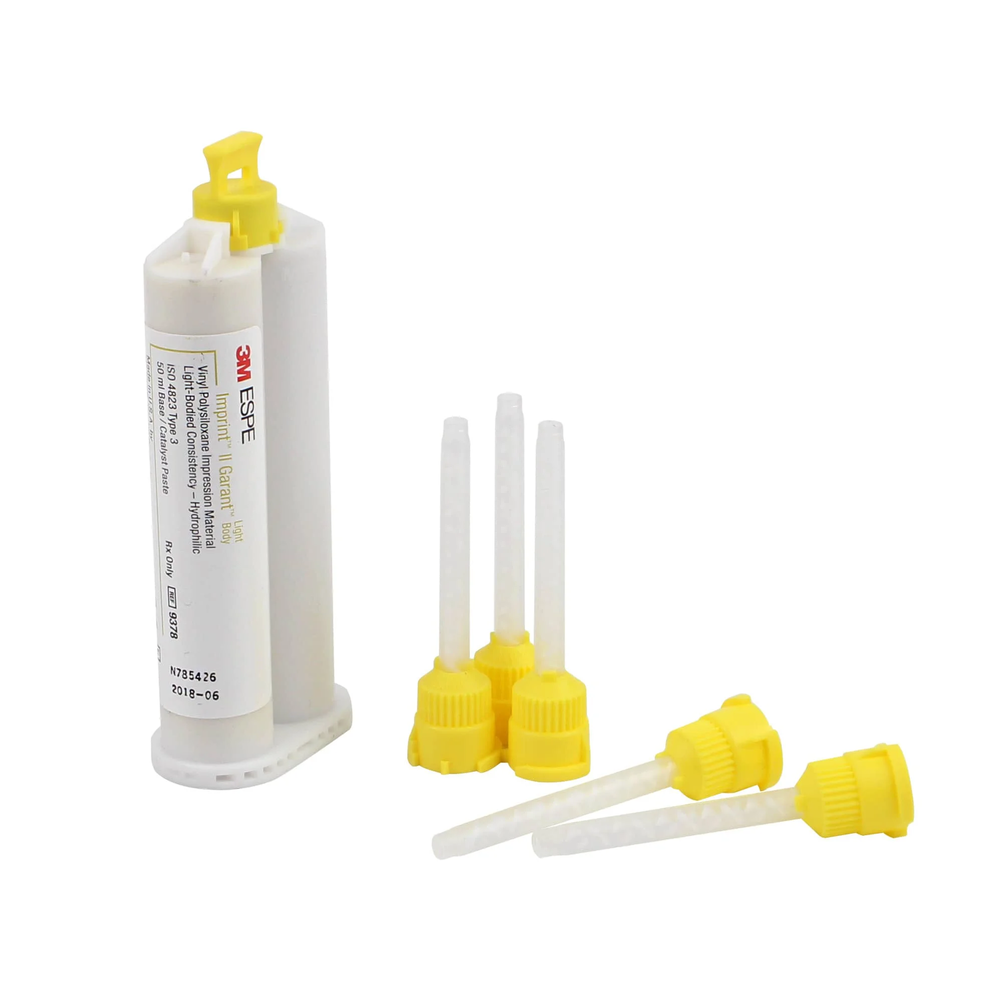 Фото 3M ESPE Imprint II Garant Силиконовый оттискный материал (низкая вязкость/поток, дополнительно-затвержденный, смешанный пистолет, вторичный, желтый, 50 мл*4 №2