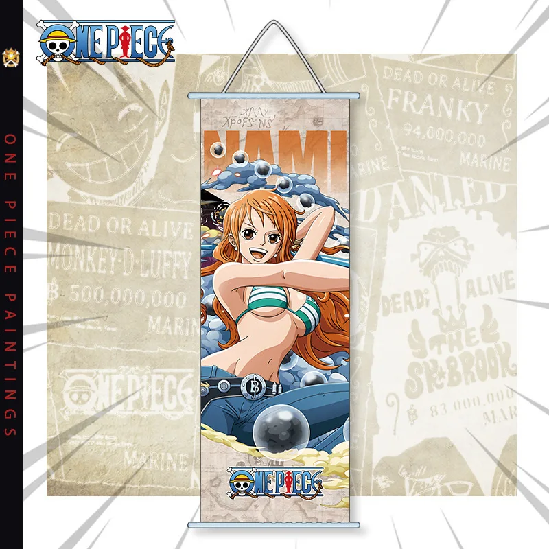 Фото One Piece Anime 2D Wall Scroll — шелковая ткань, периферийное настенное искусство с ударом Хэнкок и Нами, декор стен комнаты для фанатов №5
