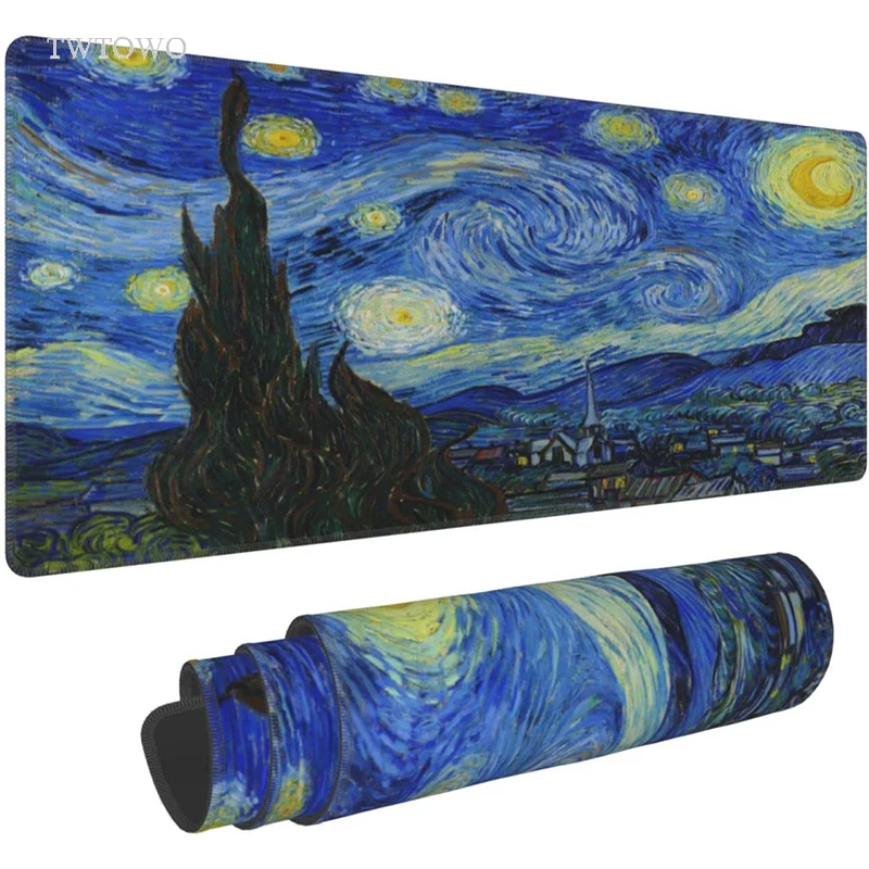 Игровой коврик для мыши Van Gogh Sterrennacht XL, большой пользовательский новый коврик для мыши XXL, настольные коврики, офисный нескользящий коврик для мыши из натурального каучука