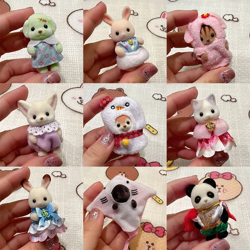 Подлинная семейная кукла Sylvanian Families, лесной кролик Grove, снеговик, пятнистый олень, панда, принц, девушка, флокированная кукла, украшение, подарки
