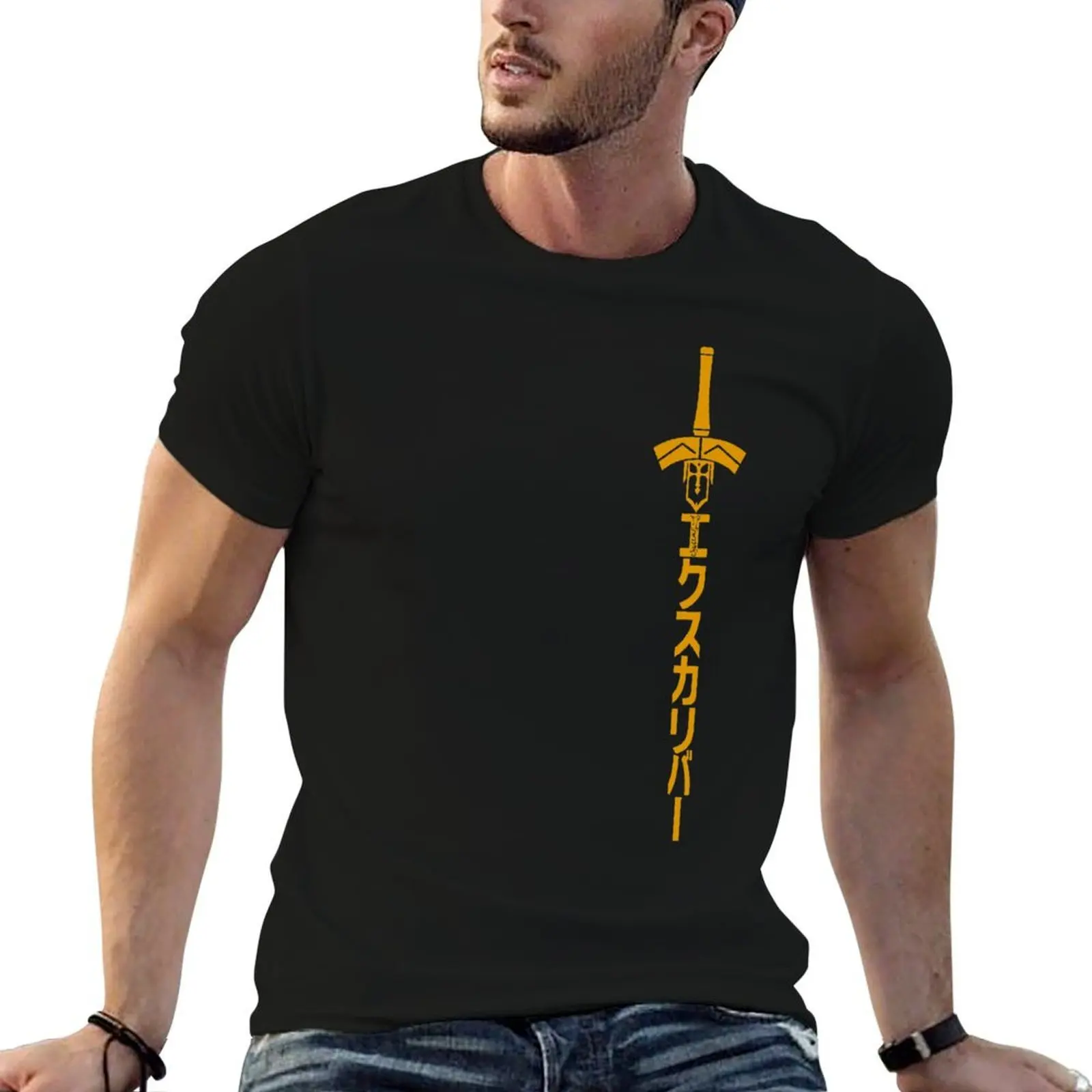 Фото Fate - Saber Artoria Pendragon - Excalibur - G. ver. (yellow) T-Shirt man t shirt cotton high quality t shirt man luxury T-Shirt №4