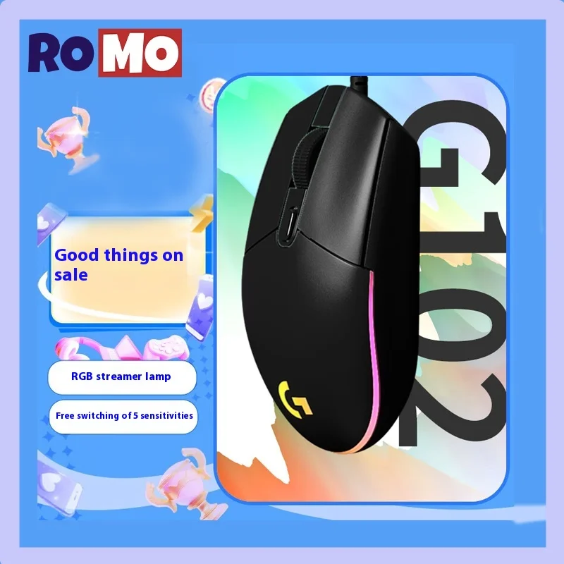 Игровая компьютерная мышь Logitech G102 второго поколения, мышь с Rgb-эффектом потока, игровая мышь 8000dpi Sensorboy, подарок, приятно удивлен