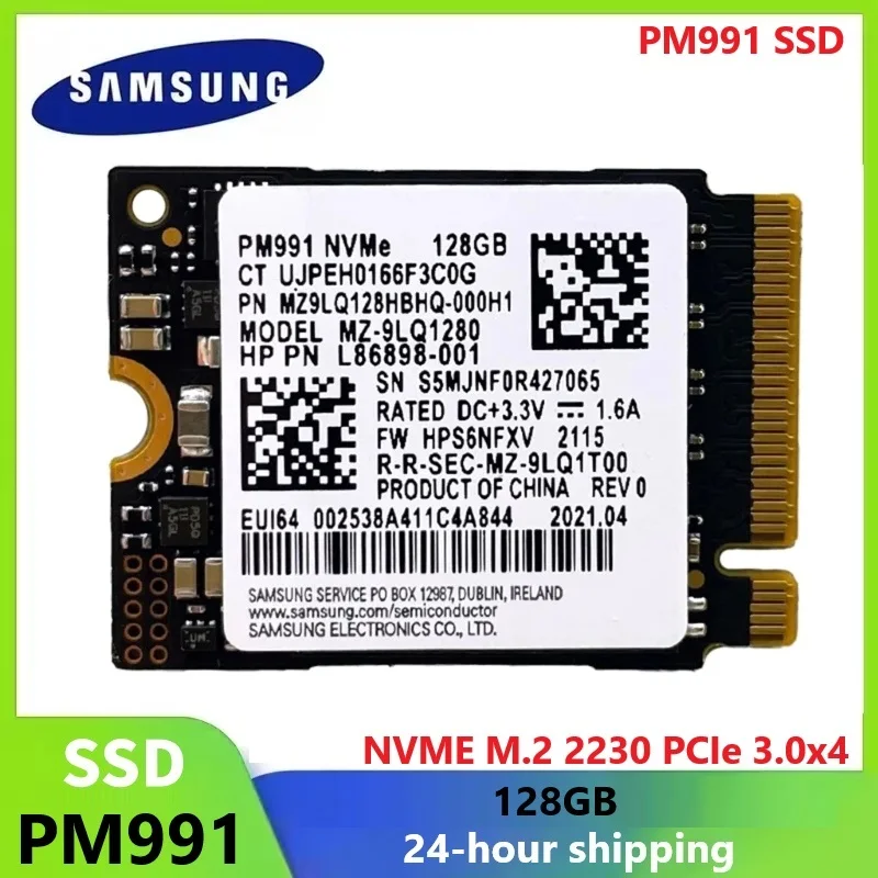SAMSUNG PM991 SSD Внутренний твердотельный накопитель NVME M.2 2230 Внутренний накопитель SSD 128 ГБ 1,8 дюйма Nvme Для ноутбуков, планшетов, дискоких типов