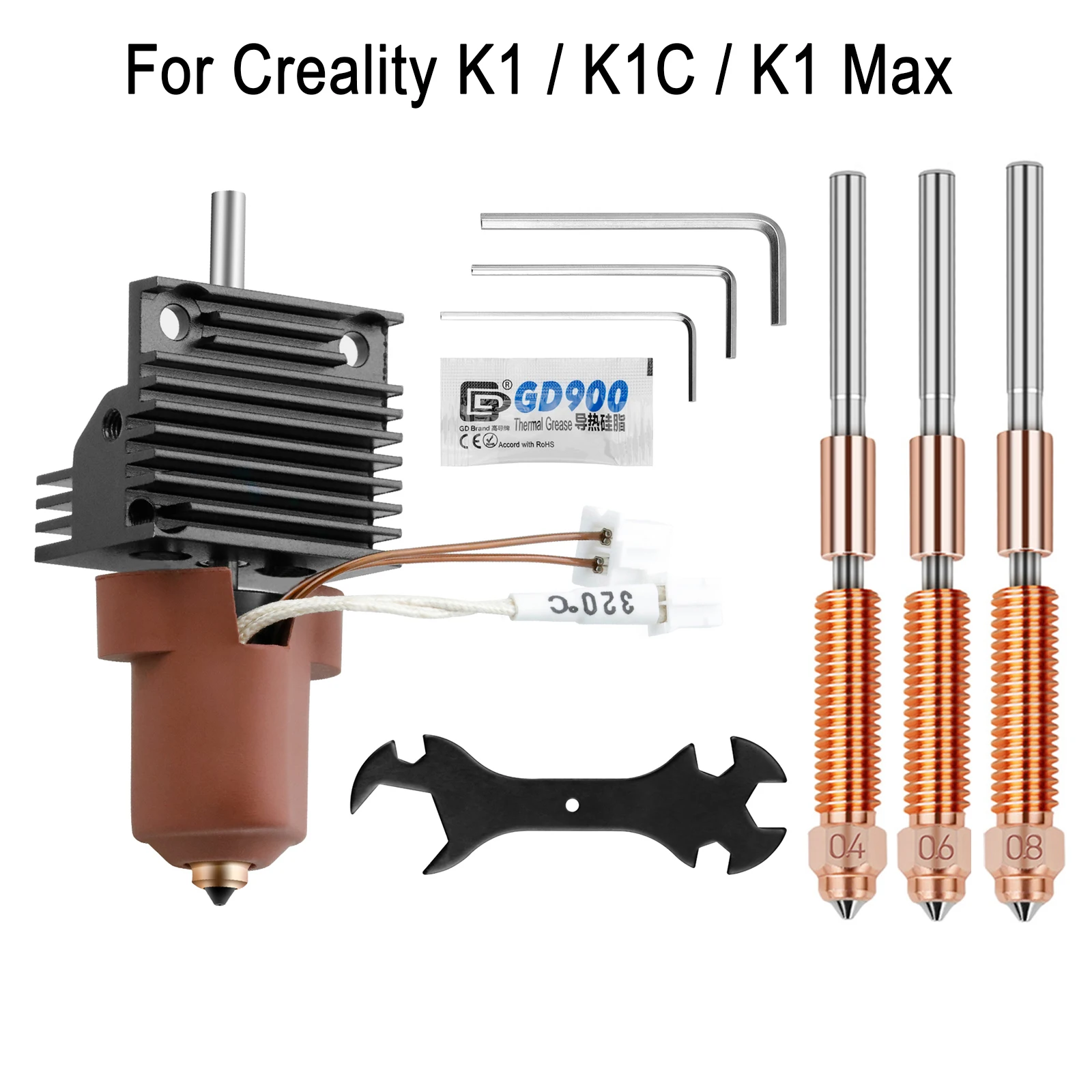 Керамический Hotend K1 с радиатором, быстросъемная насадка, цельнометаллический интегрированный экструдер K1C, Горячий Конец для 3D-принтера Creality K1 MAX