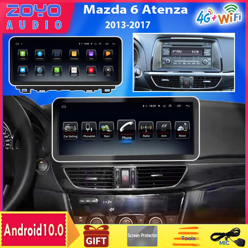 Автомобильное радио, GPS-навигатор для Mazda 6 Atenza 12,3-128, 2013 дюйма, Android, 8G, 2017G, Wi-Fi, 4G, Carplay, аудио, видео, без DVD