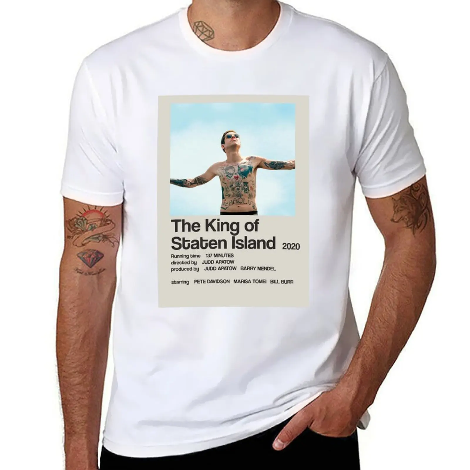 Футболка с минималистичным плакатом The King of Staten Island-Pete Davidson, хлопковая футболка, мужские забавные футболки, хлопковая футболка