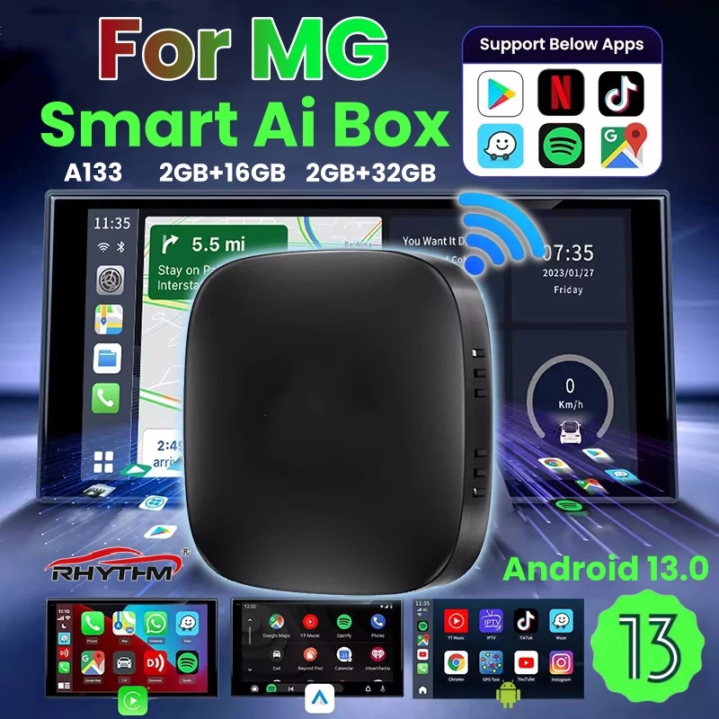 CarPlay Ai Box Android 13, беспроводной Android Auto для Netflix Youtube для MG GT MG5 RX5 GS ZP Hector MG Ei5 ZS EV Gloster Marvel