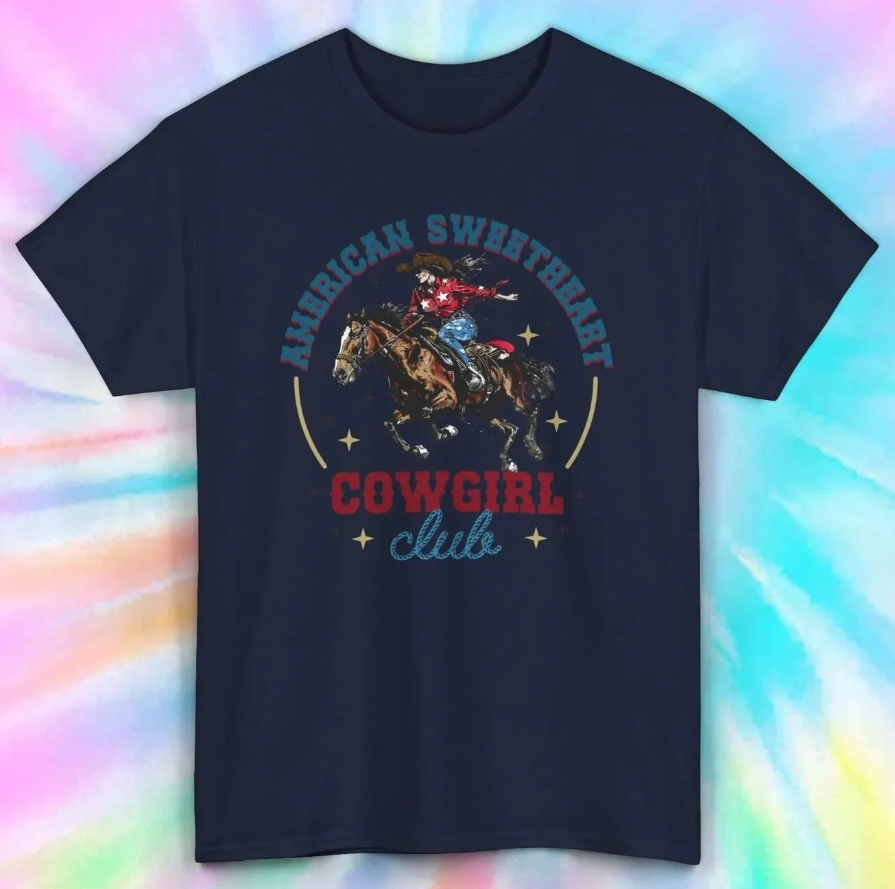 Футболка American Sweetheart Cowgirl Club |   Западный дизайн лошади-родео |   S-5XL