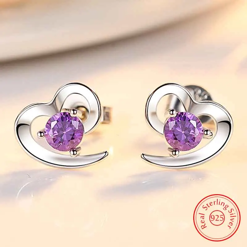 Женские серьги-гвоздики из серебра 925 пробы, с кристаллами
