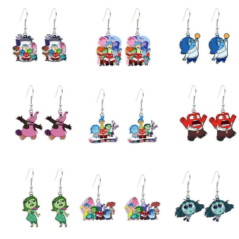 2 серьги из мультфильма Disney, милые Аниме фигурки, печаль, беспокойство, смущение, зависть, модные украшения