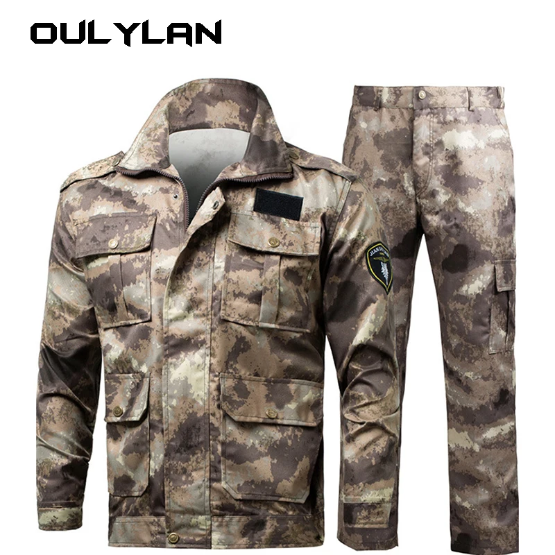 Тактический Камуфляжный костюм Oulylan, Мужское пальто, футболка, брюки, шапка, комплект весенне-осенней детской одежды для тренировок
