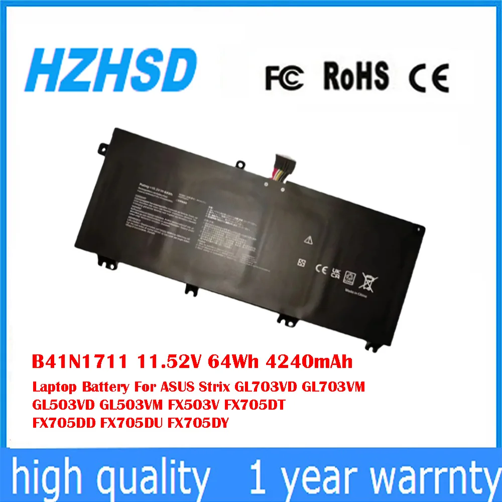 B41N1711 11,52 В 64 Втч 4240 мАч Аккумулятор для ноутбука ASUS Strix GL703VD GL703VM GL503VD GL503VM FX503V FX705DT FX705DD FX705DU