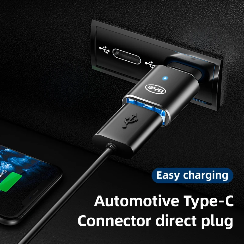 Фото Автомобильный USB-адаптер, зарядный преобразователь, Тип C на USB 3,0 LDE, быстрое подключение для BYD S6 S7 E5 E6 M6 G3 G5 T3 13 F3 F0 Tang Song Max №2
