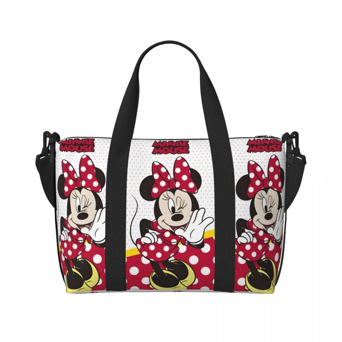Женская большая сумка-тоут Minine Mouse большой вместимости, классическая дорожная сумка с рисунком мультфильма, пляжная дорожная сумка на плечо для спортзала