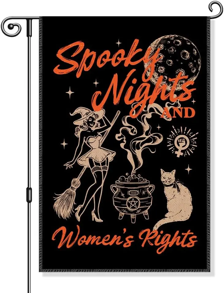 Садовый флаг Spooky Nights и женские права, забавный флаг ведьмы для двора на улице, репродуктивный женский правый баннер, Fem