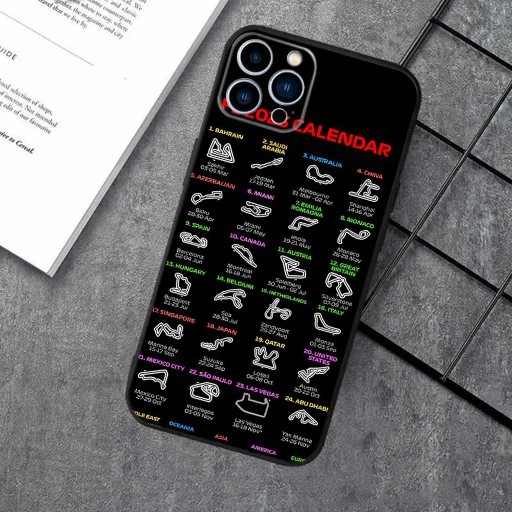 Фото F1 Circuit Racing Formula Phone Case For iPhone 16,15,14,13,12,11,XS,XR,X,8,7,Pro,Max,Plus,mini Silicone Black Cover №4