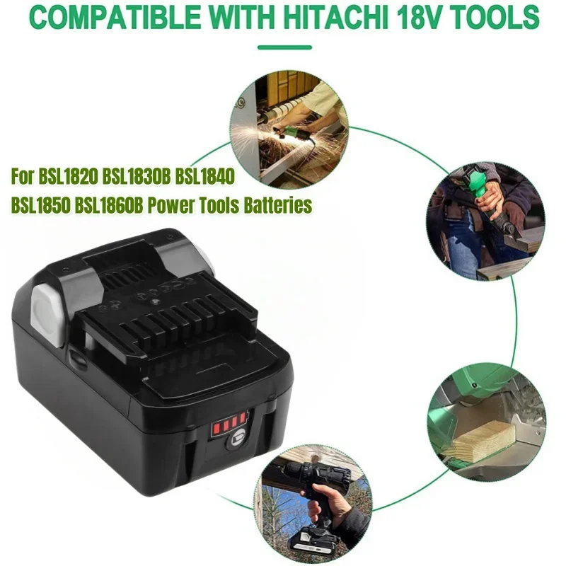 Фото Литий-ионный аккумулятор для электроинструментов 18 В для Hitachi/HiKOKI 6,0 Ач/8,0 Ач/10 Ач BSL1830 BSL1850 BSL1860 BCL1815 EBM1830 BSL1840 DS18DBL №3