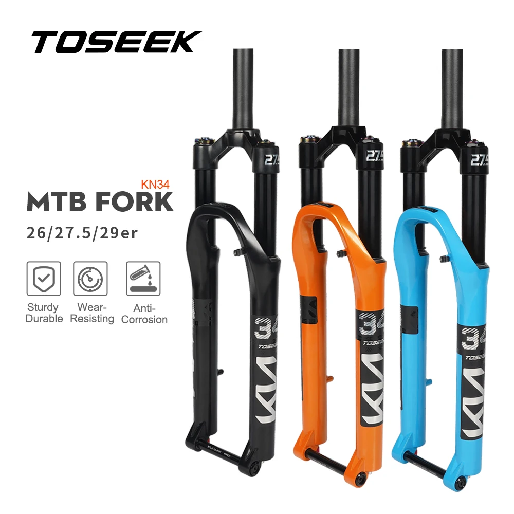 TOSEEK KN34-TZ через ось, магниевый сплав, вилка для горного велосипеда 26/27,5/29 дюймов, вилка для горного велосипеда RL120 мм с пневматической подвеской