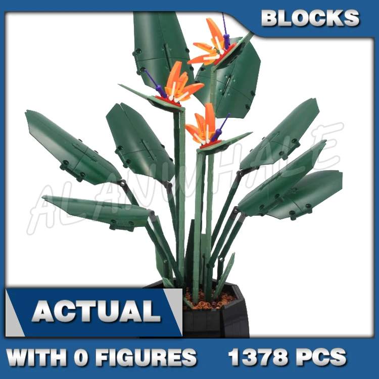 1378pcs Creative Expert Bird of Paradise Flower Bouquet Botanical Collection T5008 Building Blocks toys Compatible With Model