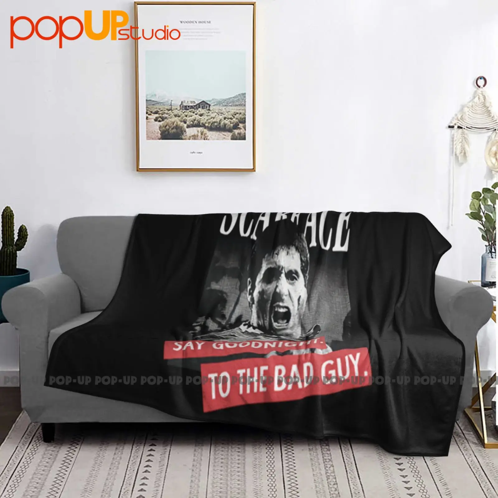 Фото Лицо со шрамом Тони Монтана Say Goodnight To The Bad Guy Pacino Gangster Ультрамягкое одеяло Одеяло Зимний чехол для дивана Чехлы на кровать №3