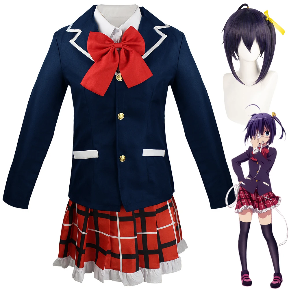 Аниме Love Chunibyo Other Delusions Takanashi Rikka Косплей Костюм Парик Jk Платье Униформа Хэллоуин Карнавальные костюмы для женщин