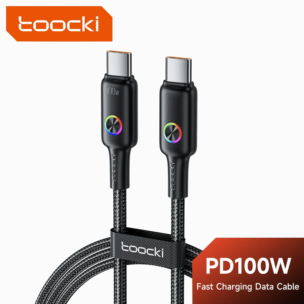 Toocki USB C-кабель для iPhone 15 Pro Max 1/3/5 упаковок с цветной подсветкой, кабель для быстрой зарядки типа C для Samsung OnePlus POCO
