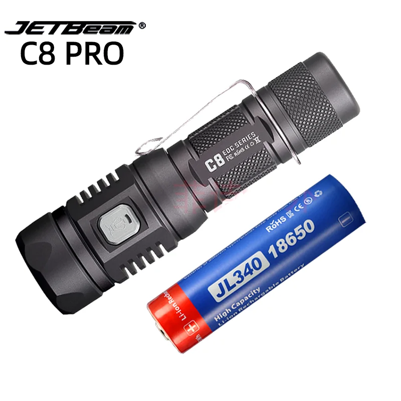 Новый светодиодный фонарик JetBeam C8 PRO, 1200 лм, макс. 230 м, регулируемый фонарик с батареей 18650 для кемпинга, охоты
