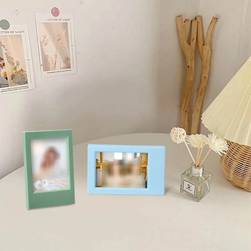 Фото Пластиковая фоторамка Ins, цветная фоторамка, 3 дюйма, мини-альбом Instax Polaroid для визитных карточек, держатель для картин, украшение для рабочег... №2