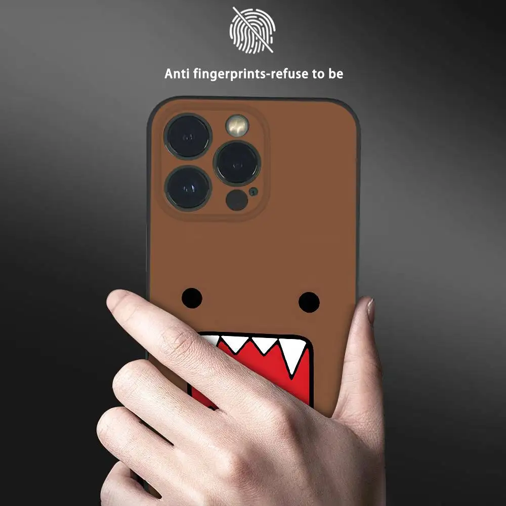 Фото Простой чехол для телефона Kawaii D-Domo Kun для iPhone 16, 15, 14, 13 Pro Max Plus, мини-черный матовый мягкий чехол Funda №5