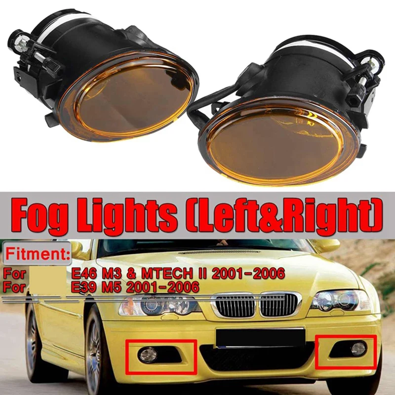 1 пара, противотуманные фары на передний бампер для BMW E46 M3 Mtech II E39 M5 2001-2006