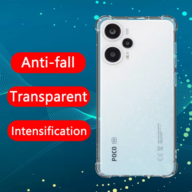 Прозрачный противоударный чехол с воздушной подушкой и отверстием для Xiaomi Poco F5, защита от падения для Redmi Note 12 turbo, прозрачный чехол