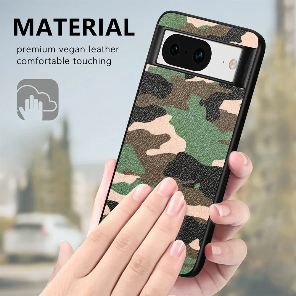 Фото Модный кожаный чехол с камуфляжным узором и текстурой для Google Pixel 9 8 Pro 7 6 Pro 7A 6A 8 A 9 XL, Мягкий Силиконовый противоударный чехол №2