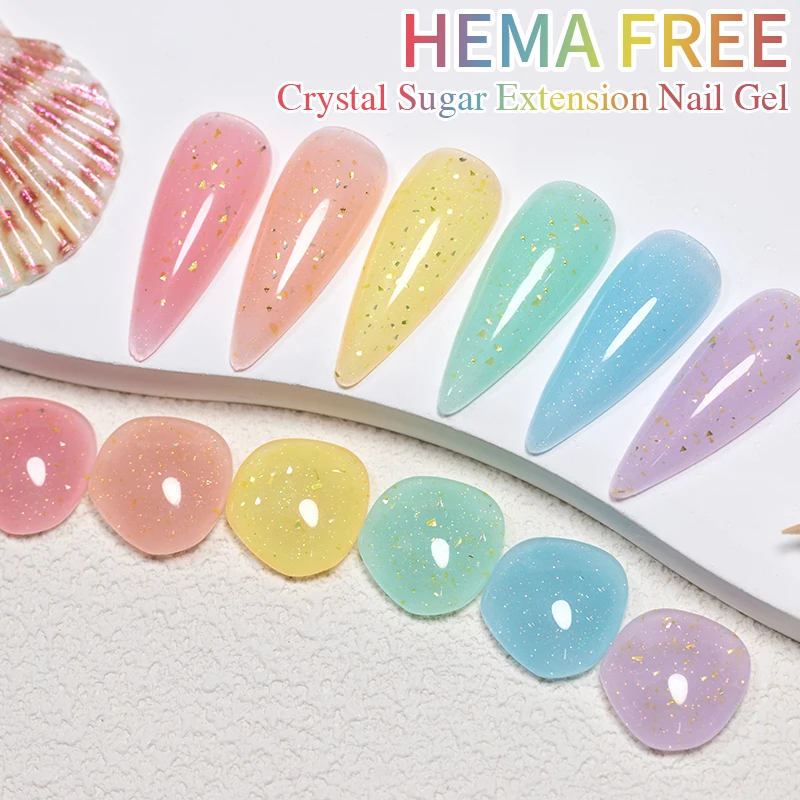 Фото PUENTE Hema Free Extension Гель-лак для ногтей Кристалл Сахар Цвета Блеск Блестки Строитель Гель для ногтей Полупостоянный УФ-лак для ногтей №5