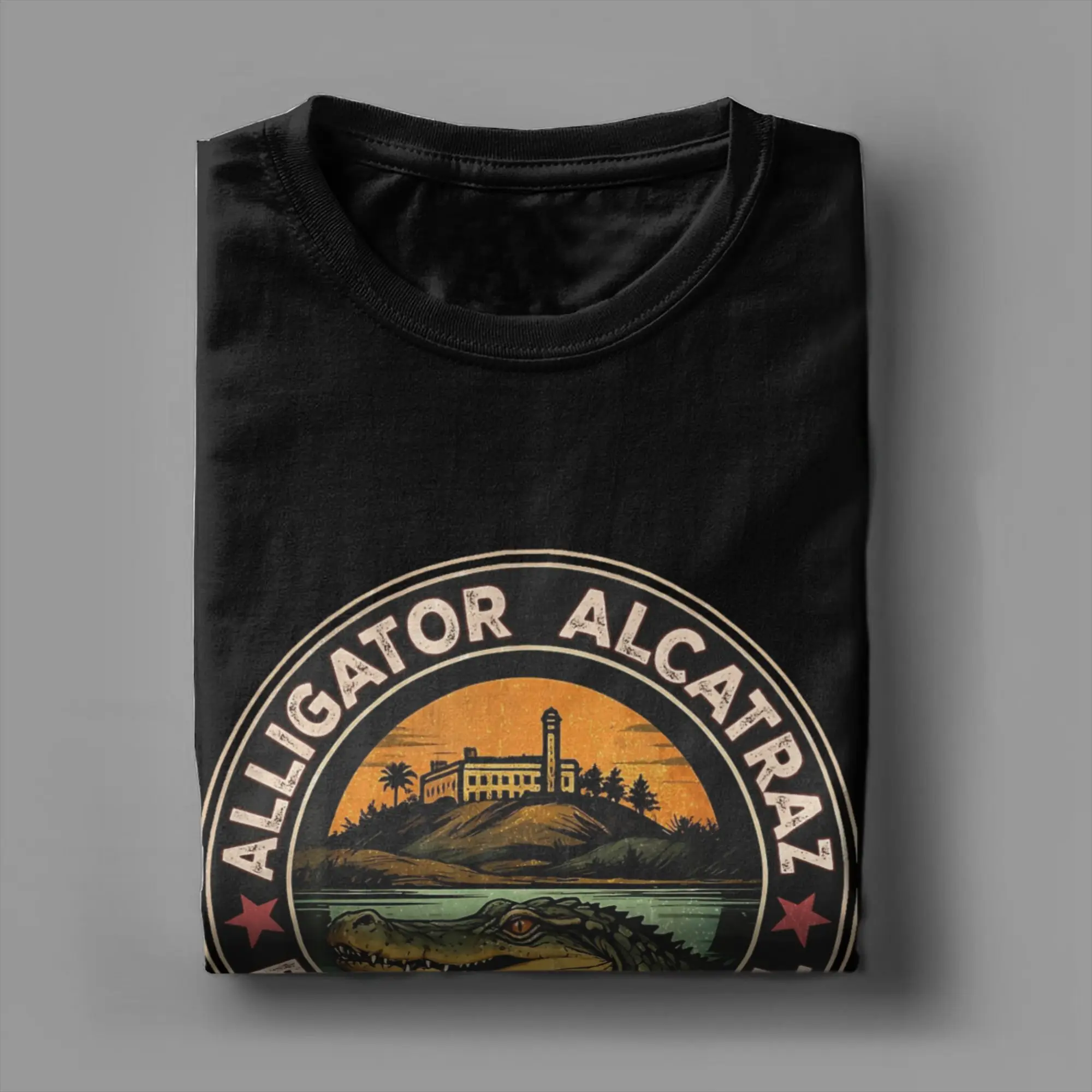 Фото Мужские футболки с изображением аллигатора Alcatraz Florida Everglades Parody, сумасшедшие футболки с короткими рукавами и круглым вырезом, подарочная одежда из 100% хлопка №4