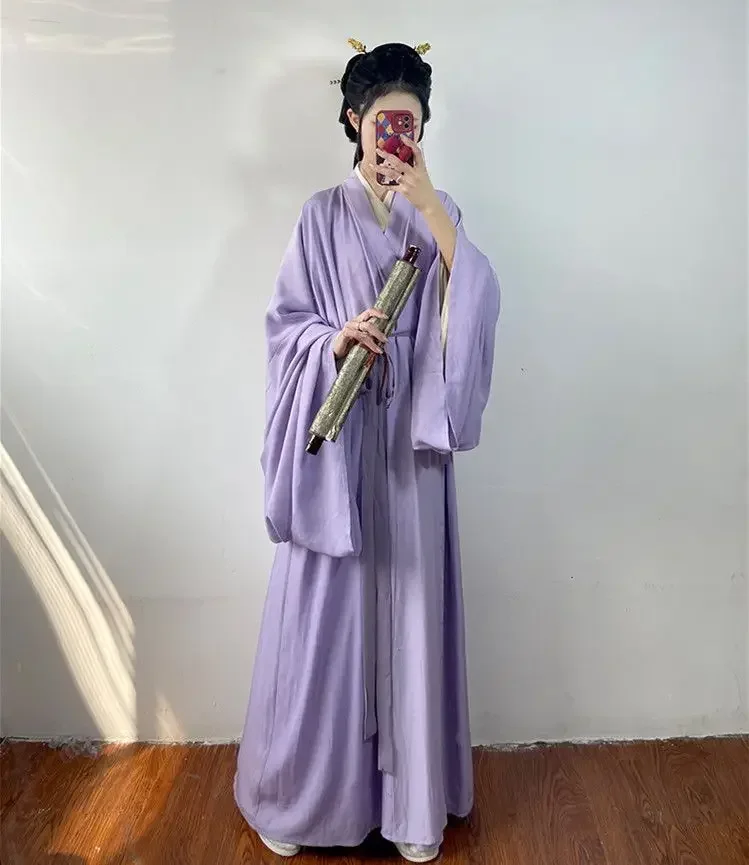Фото Прямой шлейф, однотонная элегантная женская одежда Hanfu, зеленая, красная, розовая, черная, реквизит Hanfu для женщин №4