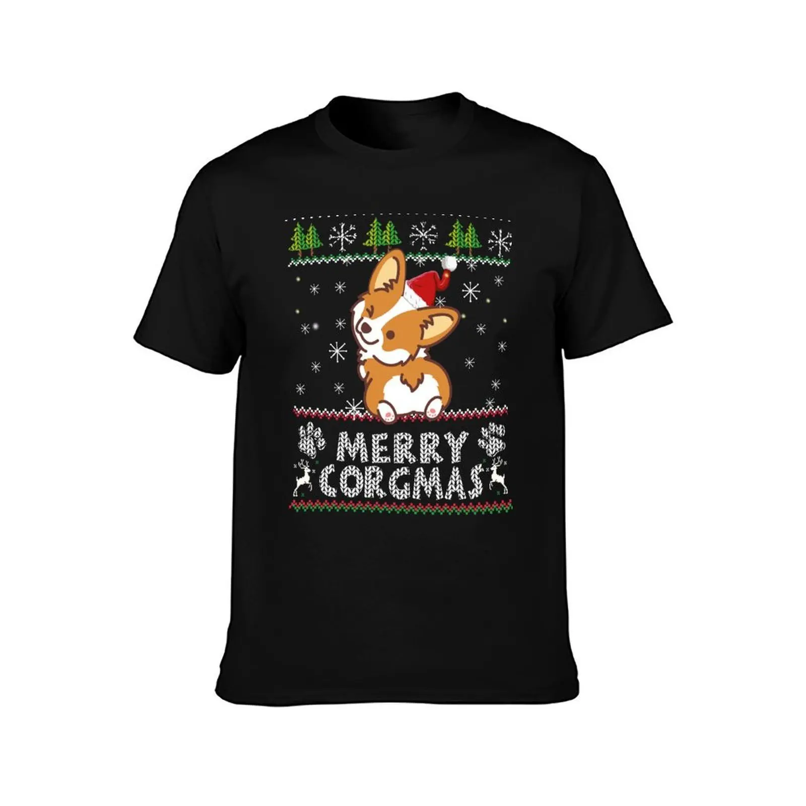 Фото Merry Corgmas Christmas Corgi Ugly Sweater футболка мужские футболки высокого качества люксовый бренд футболки для мужчин хлопковая забавная футболка №2