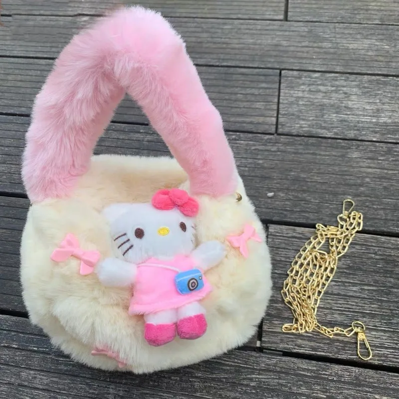 Xiuya Y2k милая сумка на плечо для женщин Hello Kitty плюшевая пушистая маленькая модная сумка мягкая женская сумка через плечо в стиле Харадзюку (art.: 3920cae125793) - 3920cae125793