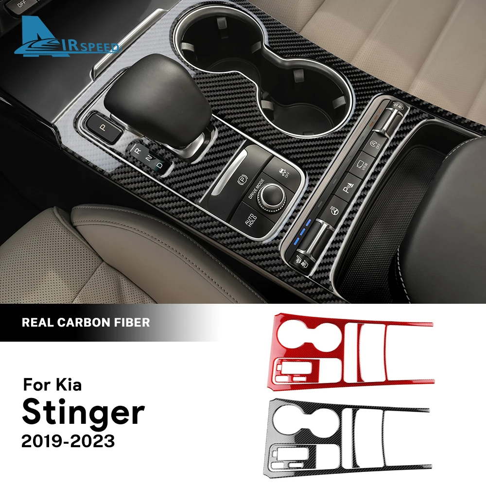 Настоящая мягкая наклейка из углеродного волокна для Kia Stinger 2019 2020 2021 2022 2023 LHD RHD Автомобильная Центральная переключатель передач Панель отделка Аксессуары