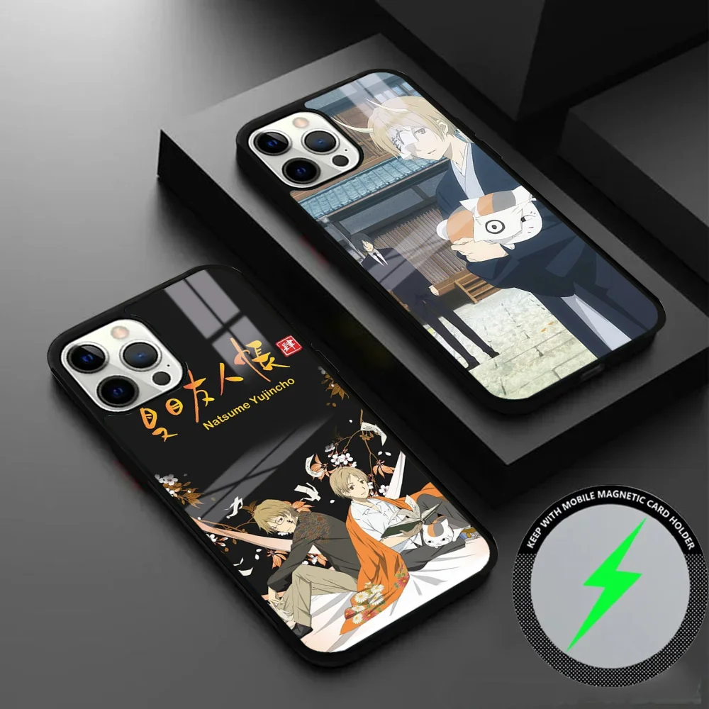 Фото Чехол для телефона N-Natsume Book Friends для iPhone 16, 15, 14, 13, 12, 11 Pro Max Plus Mini Magsafe Mirror, беспроводной магнитный чехол №3