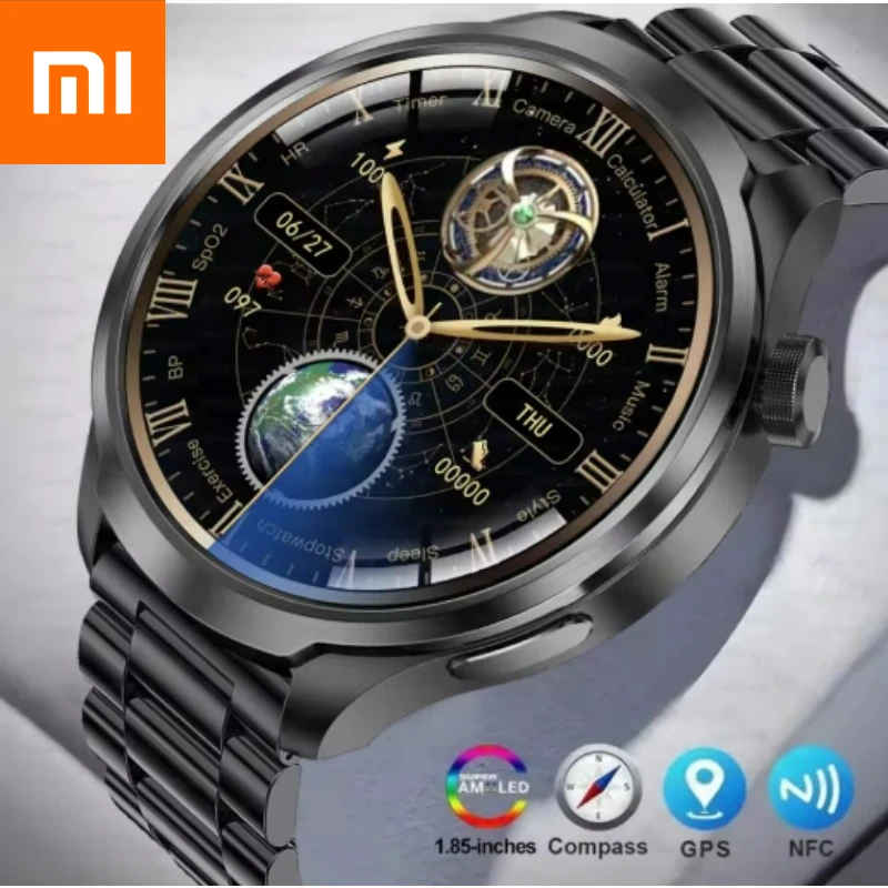 Xiaomi 2026 Новые спортивные NFC модные умные часы с GPS, мужские умные часы с AMOLED-экраном 1,85 дюйма, пульсометр, кровяное давление, здоровье Умная электроника