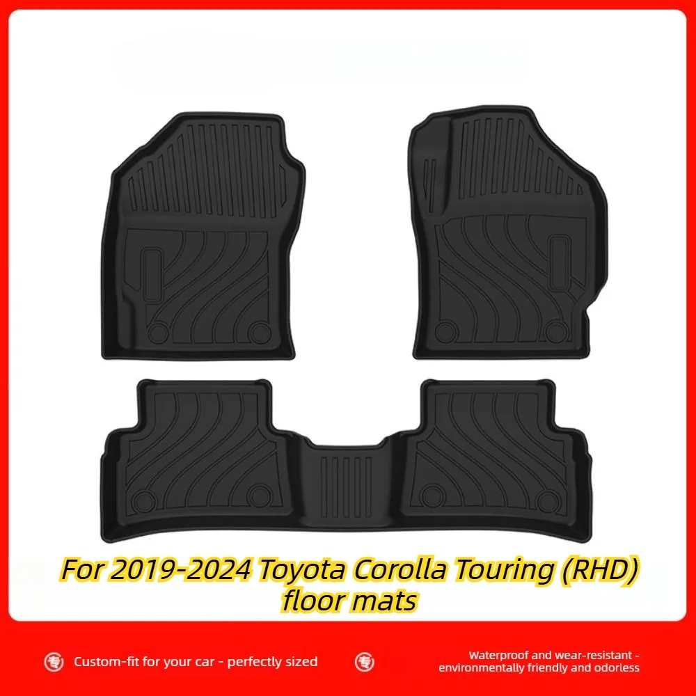 Коврики для пола автомобиля Toyota Corolla Touring (RHD) 2019-2024 годов выпуска - водонепроницаемые, износостойкие, из экологически чистой резины TPE.