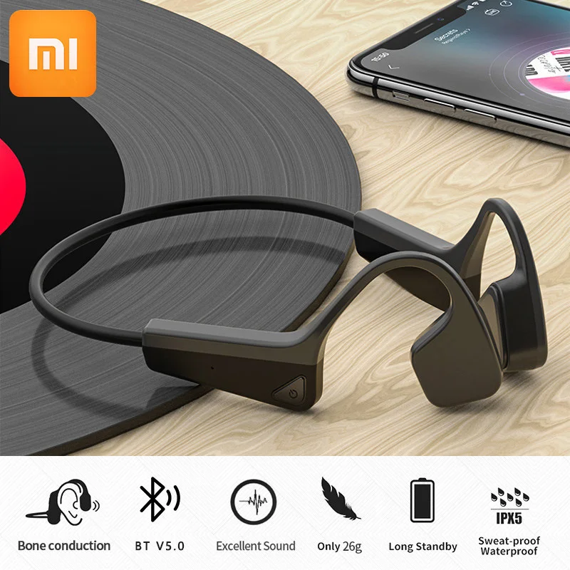 Спортивные наушники Xiaomi 2024 костной проводимости, беспроводные наушники, Bluetooth-совместимая гарнитура, гарнитура Hands-free с микрофоном для бега