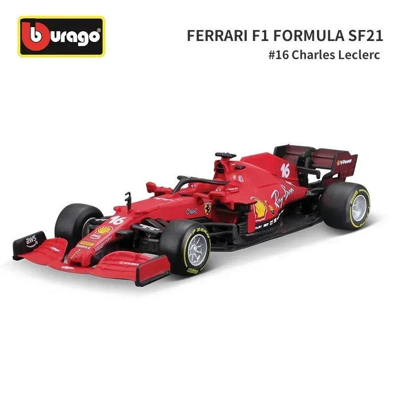 Фото Bburago 1:43 Ferrari 2021 SF21 # 16 Чарльз Леклерк # 55 Carlos Sainz F1 Статическая литая гоночная модель Коллекционные автомобили Игрушки Подарки №5