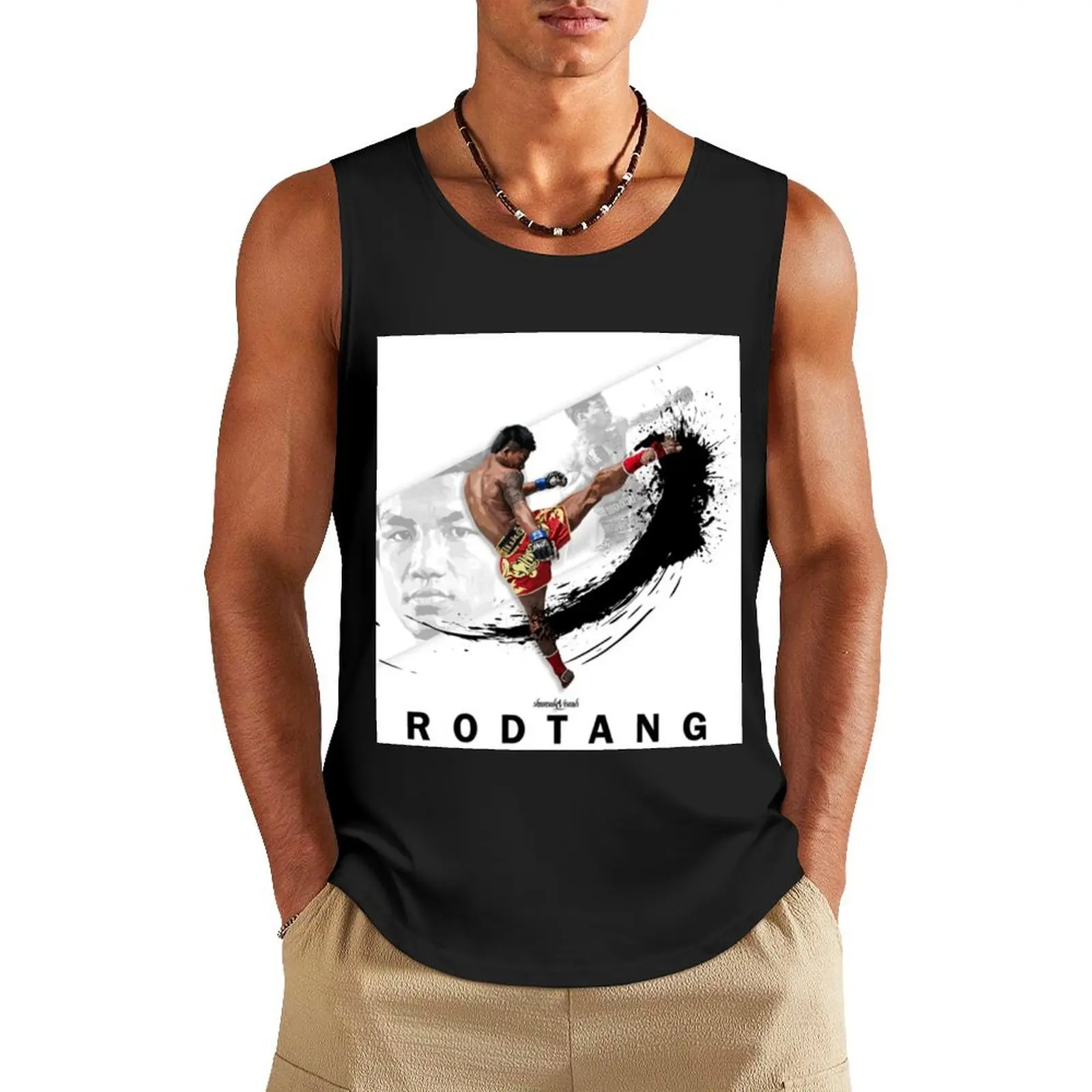 RODTANG Muaythai White Artwork от shunsukevisuals Design Tank Top Мужская футболка для спортзала для фитнеса
