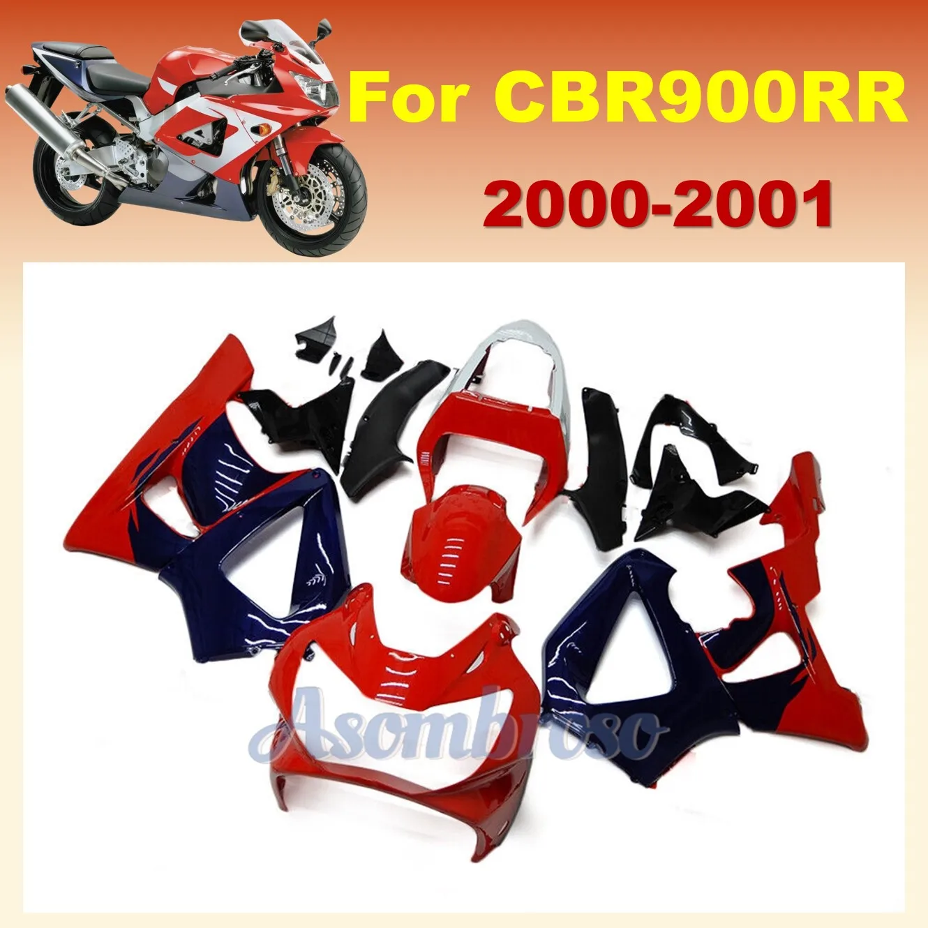 Комплект обтекателей из АБС-пластика для HONDA CBR900RR 2000 2001, полные обтекатели CBR 929, красный, синий, комплекты кузова CBR 900RR 01 02