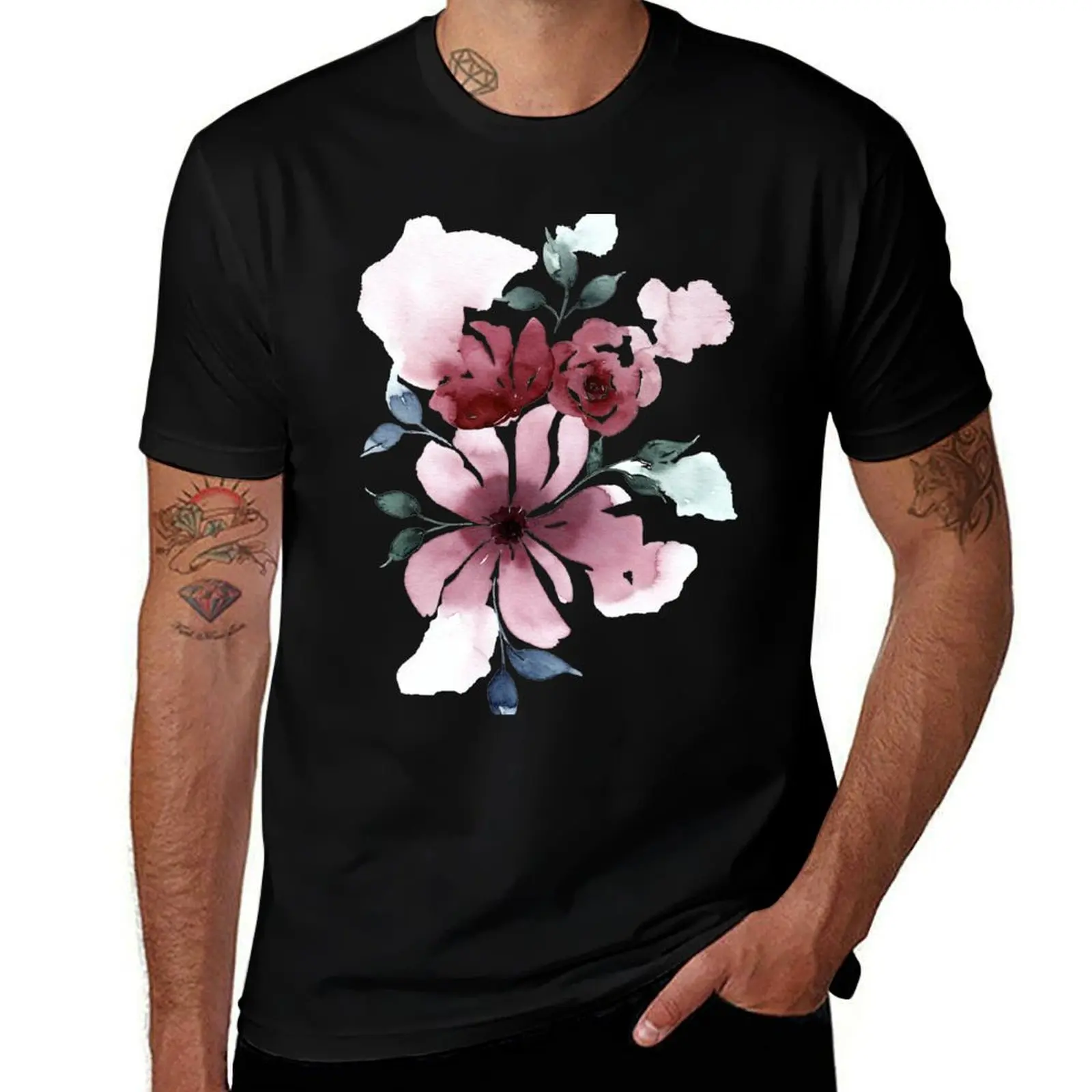 Современный Waterclor Florals No 3, футболки с рисунком, футболки с таможенным дизайном, мужские хлопковые футболки с собственными таможенными