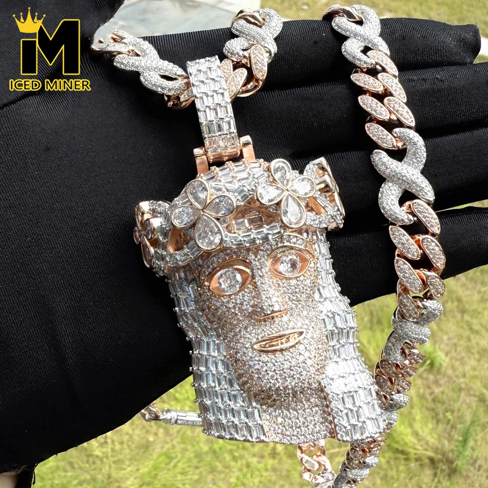 Icedminer Иисус Iced Out кубинская цепочка ожерелья комплект для мужчин и женщин блестящий циркон хип-хоп ювелирные изделия Бесплатная доставка